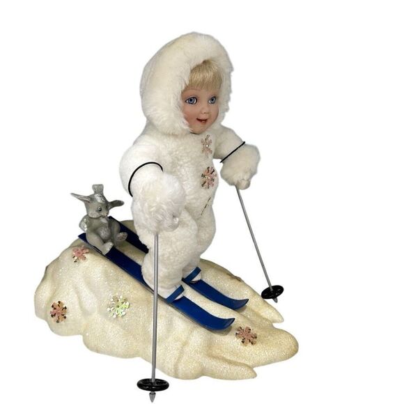 Ashton Drake Galleries "Slip Slidin" SnowBaby Doll Figure Cream OS Porcelain - Picture 1 of 7